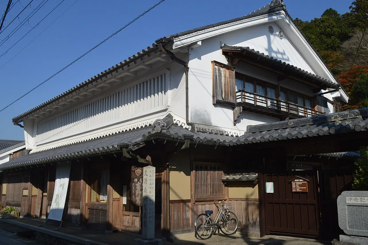 The historic Morino merchant house and Old Medicinal Garden in Uda, Nara, under a clear blue sky